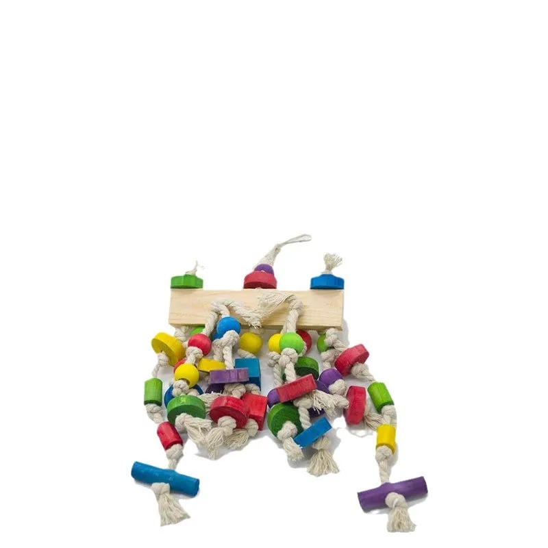 Parrot Bite Toy Wooden Bird Supplies Bird Cage Accessories Colored Parrot Toy Bird Toy 5