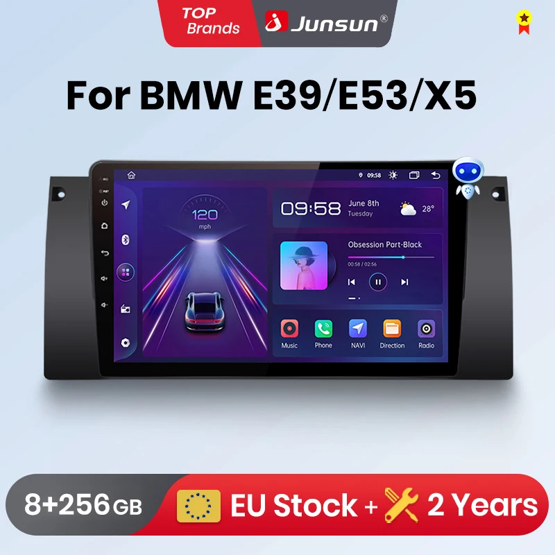 Junsun CarPlay Android Auto Car Radio for BMW 5 E39 E53 X5 M5 GPS Intelligent Systems Stereo Multimedia Autoradio