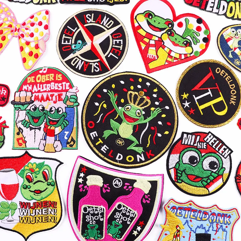 Netherland Oeteldonk Emblem Embroidery Patch Forg Carnival For Netherland Iron On Patches For Clothing Frog Patches On Clothes