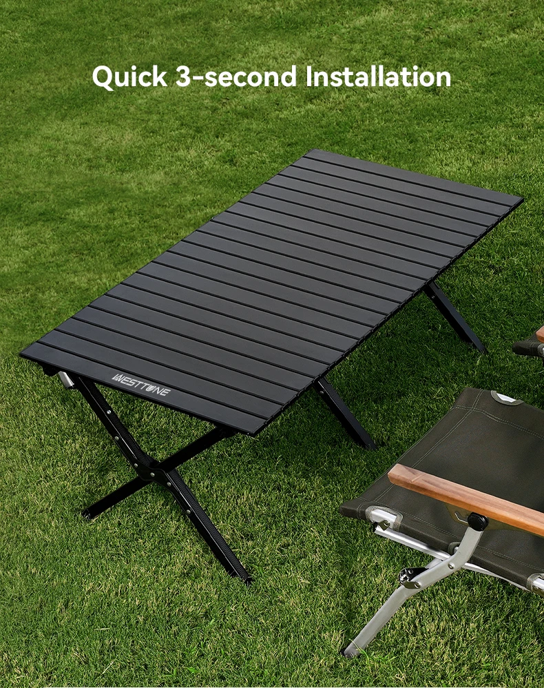 Portable fold-up table for picnic and BBQ