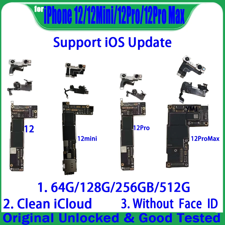 

Original Unlock Mainboard Clean ICloud For IPhone 12 Pro Max 12 MINI Motherboard With/No Face ID For IPhone 12 Mini Logic Board