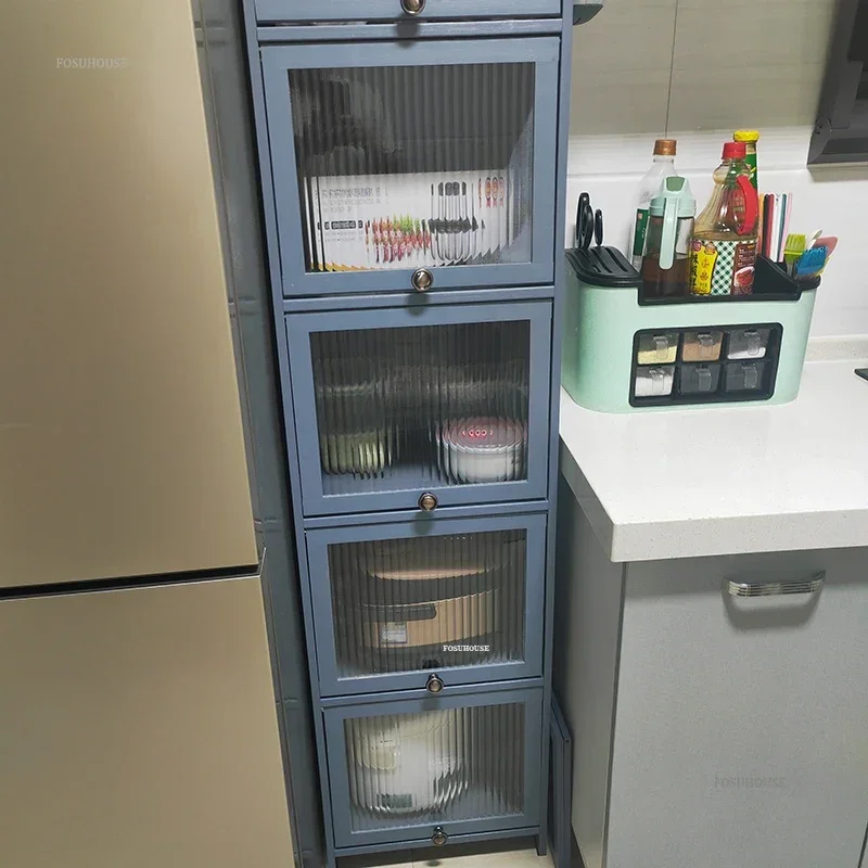 Multi-functional Kitchen Cabinets Household Storage Cabinet Nordic Minimalist Floor-standing Dish Microwave Pot Kitchen Cabinet 5