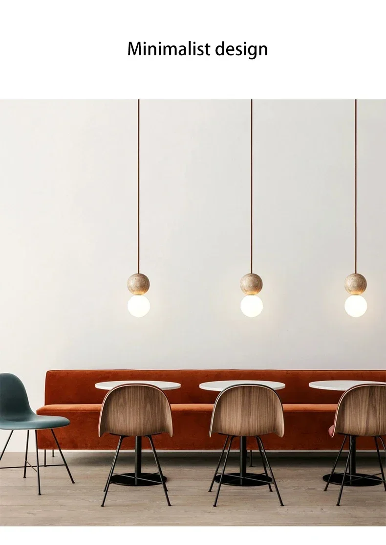 Led Pendant Light Stone Cream Retro Chandelier image 4