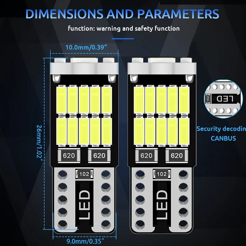 NLpearl 2/10x W5W T10 Led ���� Canbus 4014 SMD 6000K �ڵ��� ���׸��� �� ���� ��ȣ�� ���� ��ȣ ����, 10 ��