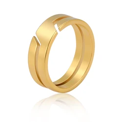 Stainless Steel Black Minimalist Ring - Modern Jewelry Gift - 8 (Gold Color)