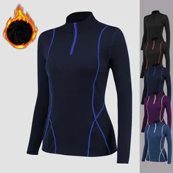 Autumn Winter Women Long Sleeve Shirts Thermal Bodybuilding Fitness Training Shirts Workout Gym Fitness Compression T Shirt