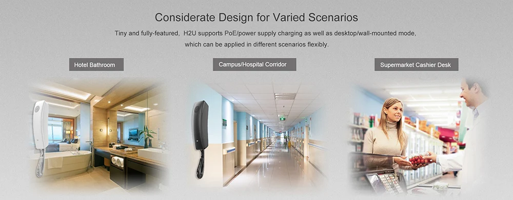 Description Picture 3 of itemFanvil Wall-mounted SIP Telephone for Bathroom Hotel Restroom Office Maison Home Handset VoIP Phone System Support 2 SIP Lines