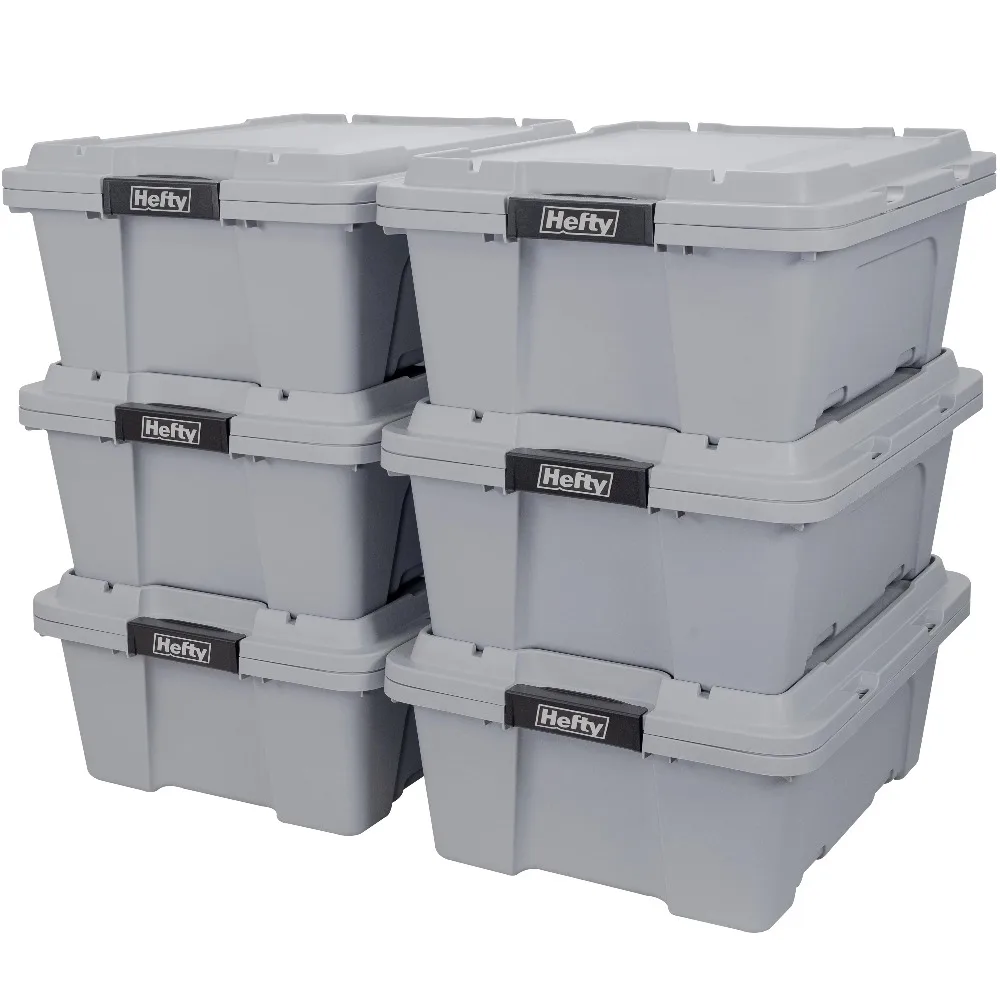 12 gal Max Pro Plastic Utility Storage Tote, Gray, 6 Pack Home Containers  Organizer - AliExpress