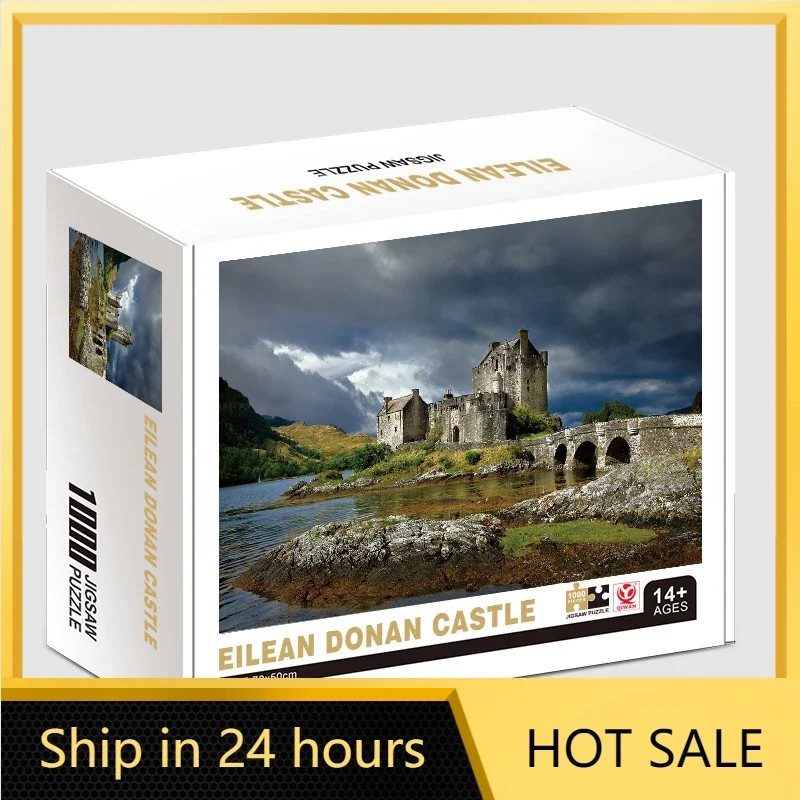 70*50cm Adult Puzzle 1000 Pieces Paper Jigsaw Puzzles Eilean Donan Castle Famous Painting Series Learning Education Craft Toys 30 sheets set art museum series works by katsushikahokusai famous artists english postcards envelopes artwork postcards