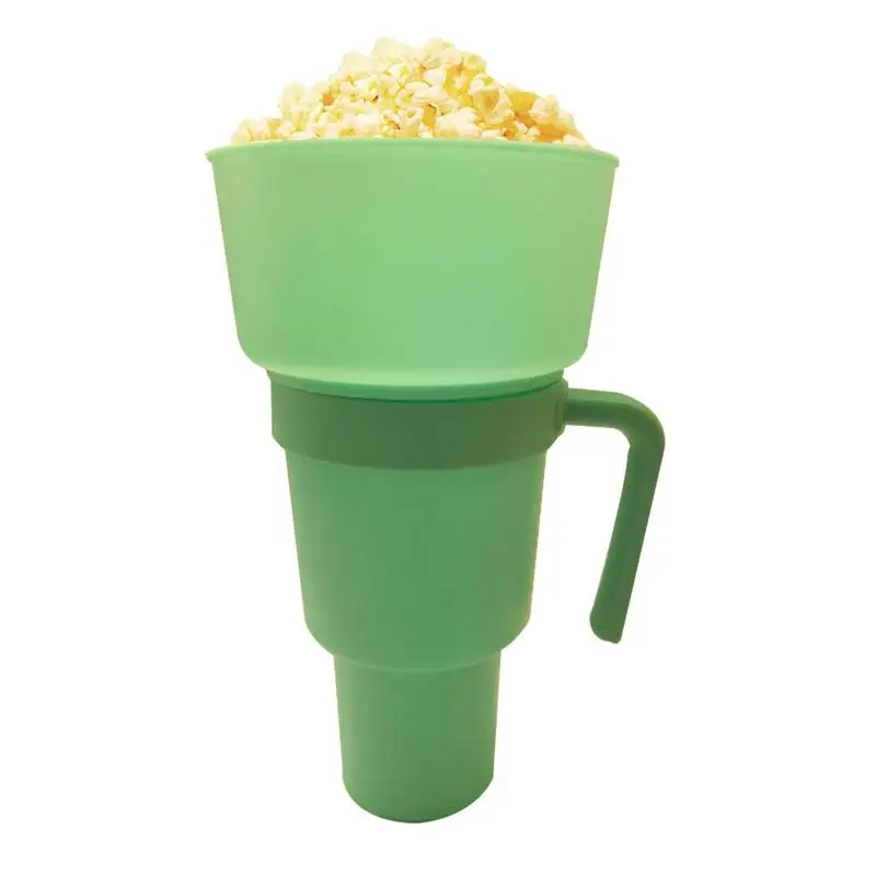 

Popcorn Snack Cup Portable 2-in-1 Snack Straw Tumbler Popcorn Bucket Heat-Resistant Snack Containers For Travel Park Theater