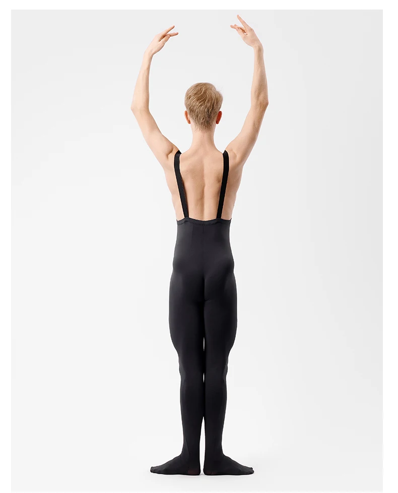 Einteiliger schwarzer Tank-Ganzanzug für Herren, ärmellos, Ganzkörper-Tight-Overall, Tanzkostüm mit Hosenträgern für Fitness – Detail 22
