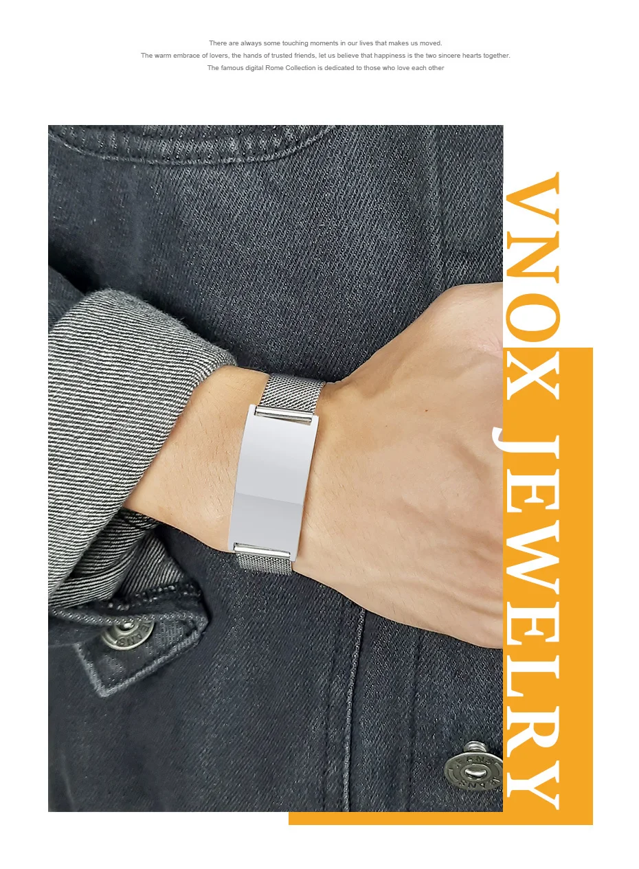 Vnox 20mm ZU MEINEM PAPA Armbänder für Männer, Benutzerdefinierte Schwarz Edelstahl Armreif mit Einstellbare Uhr Band, vatertag Geschenk – Detail 1