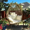 360°Swivel Egg Chair Outdoor,370lbs Capacity Wicker Patio Rotating Basket Chair,All-Weather OversizedEgg LoungerChair for Indoor 1
