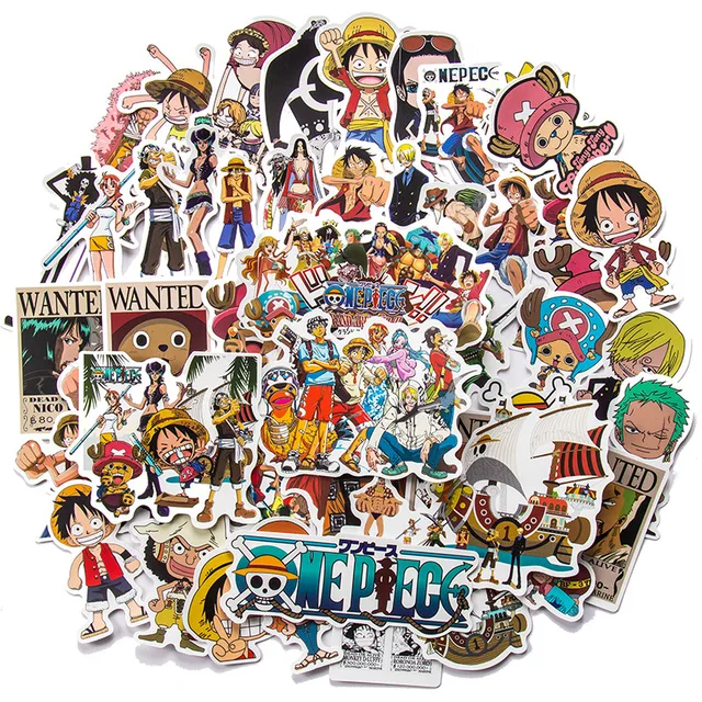 50/100Pcs One Piece Luffy Stickers Anime Sticker Notebook Motorcycle Skateboard Computer Mobile Phone Cartoon Toy 3
