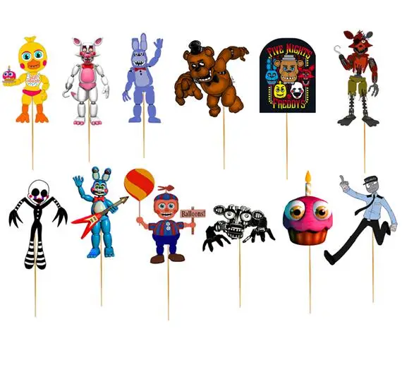 Five Nights at Freddy Party Supplies Set Include Banner, Hanging Swirls,  Balloons, Cake Topper, Cupcake Toppers, Sticker, FNAF Party favors, FNAF