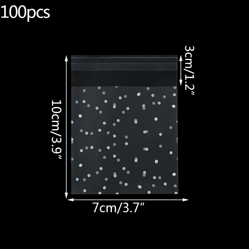 100 шт. Пластикові прозорі целофанові пакети в горошок, цукерки, печиво, подарунковий пакет, самоклеючі пакети для цукерок для весілля, дня народження