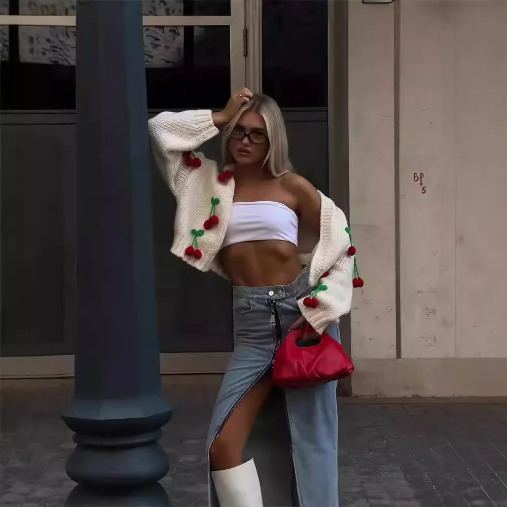 Suéter cárdigan de punto para mujer, estilo patchwork, holgado, informal, con cuello en V y cintura alta, prendas de vestir Y2k, cárdigan de punto para mujer
