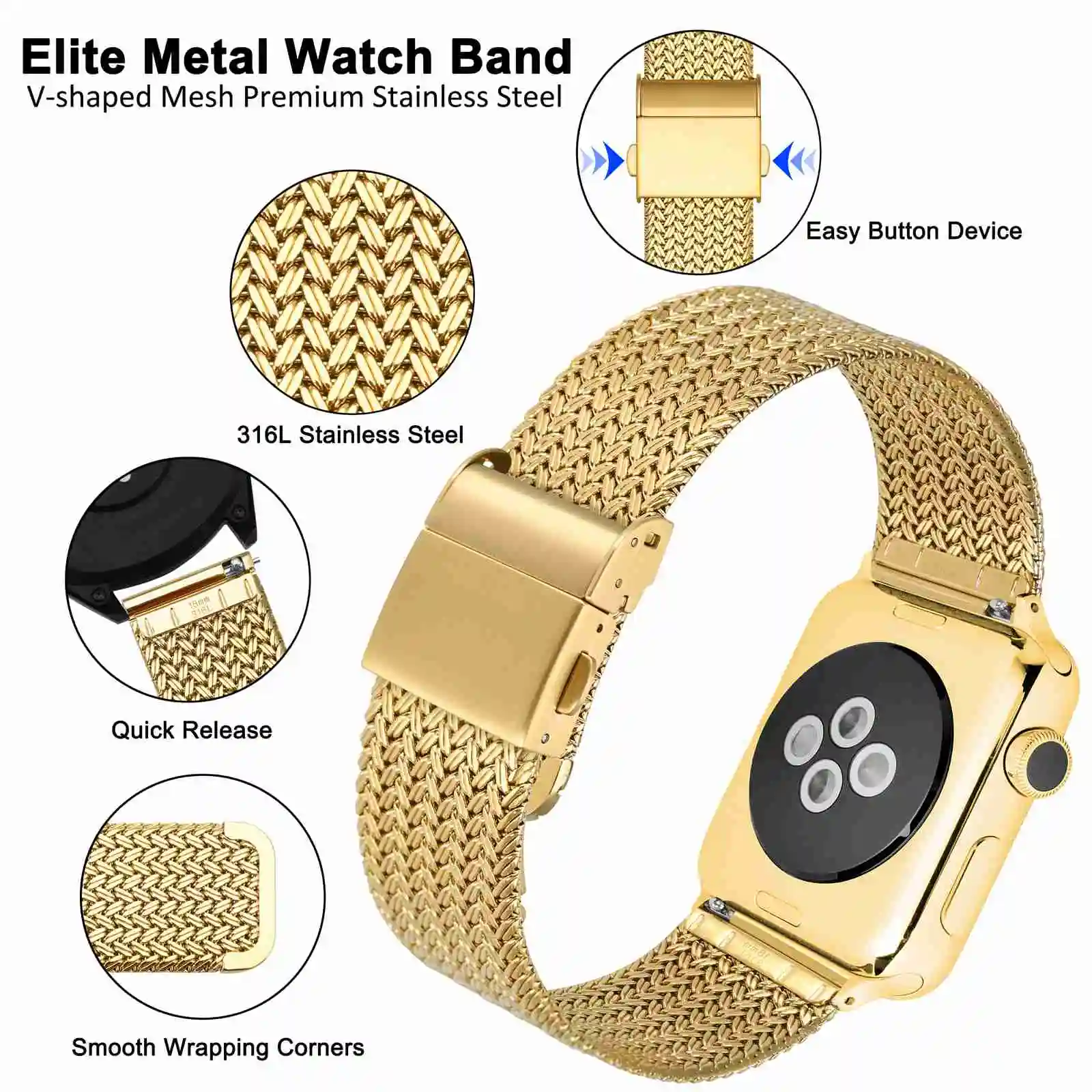 Cinturino In Acciaio Inossidabile 20mm Con Sgancio Rapido - Bracciale Per Orologi Uomo/Donna Con Strumento Per Rimuovere Maglie - 304
