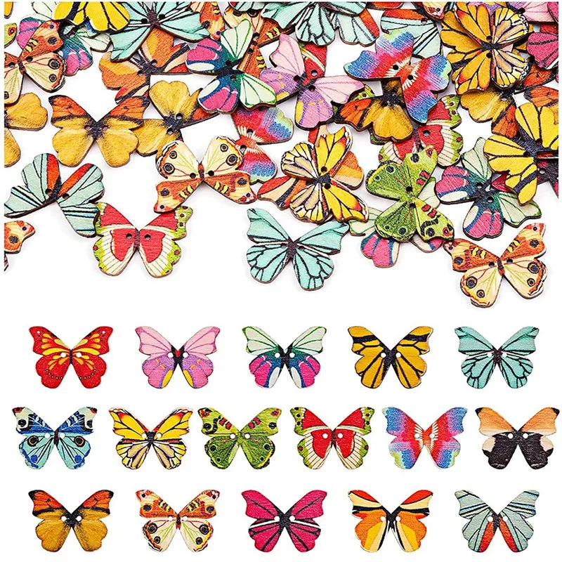 Hot Yo-Bottoni A Farfalla In Legno Colorati 200 Pezzi 2 Fori Bottoni A Farfalla In Legno Bottoni Decorativi Artigianali Per Lavori Di Cucito Fai Da Te