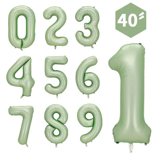 1 pièces 40 pouces grand vert olive bébé bleu bébé rose enfants anniversaire bébé douche ballon numérique décoration 18 pouces photo ballon 3