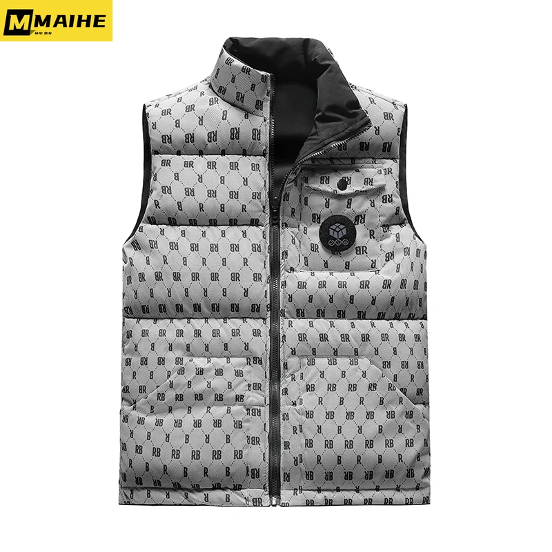 

Men's vest Jacket Reversible wear warm sleeveless jacket Winter waterproof zipper coat Plus size casual vest brand ropa hombre