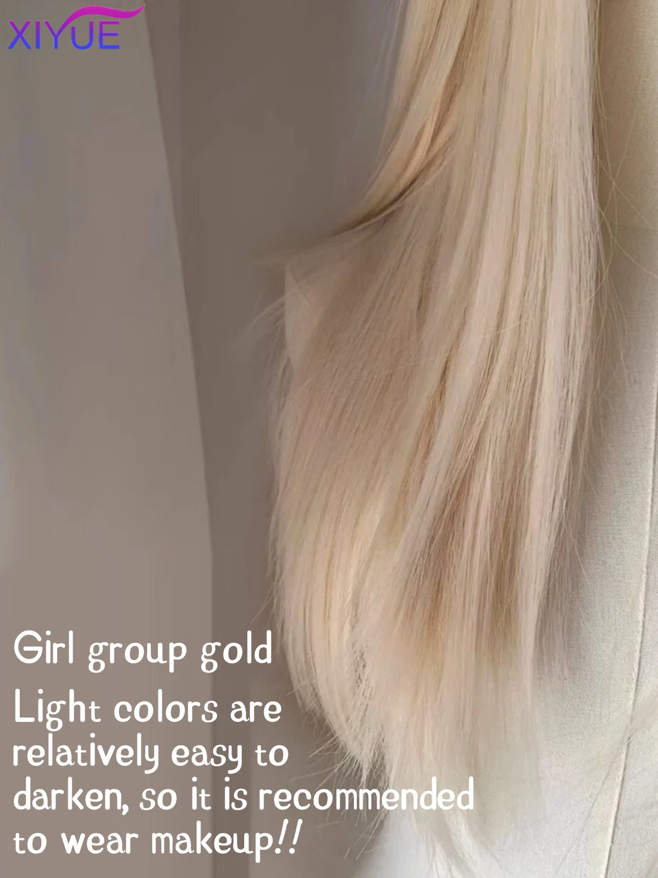 Synthetic Wigs for Women Blonde Long Straight Hime Cut Cosplay
