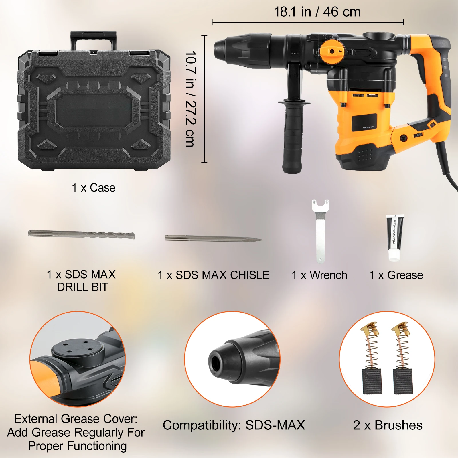 Corded Rotary Hammer Drill for Concrete and Metal