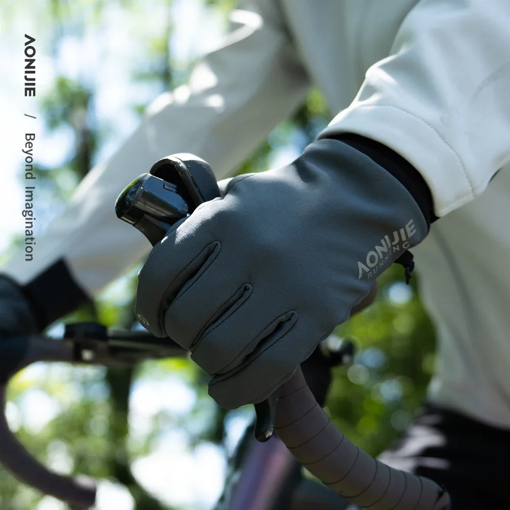 AONIJIE Full Finger Warm Gloves Outdoor Windproof Anti Slip Gloves Two Finger Touchscreen for Running Cycling Camping M58 5