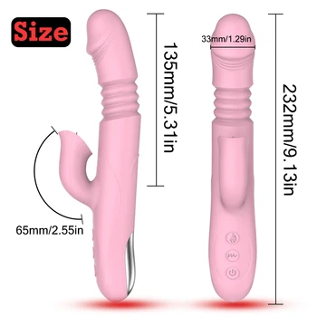 Double Tongue Vibrating dildo with warming Telescopic Rotating vibrators for woman Anal vaginal Clitoris Stimulator sex toys 6