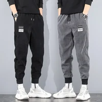 Men's Autumn Winter Trendy Corduroy Pants Loose-Fit Draped Straight-Leg Wide-Leg Fleece-Lined Sports Casual Trousers
