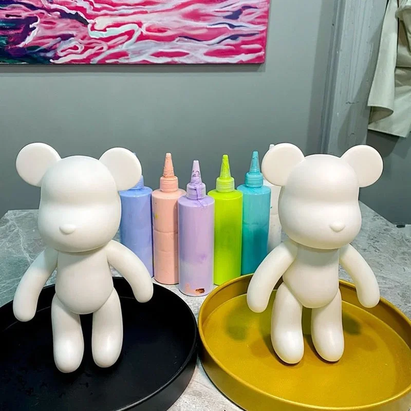 DIY Painting Violence Bear Bearbricks Manual Fluid Painting Creative Home Room Decoration Hand Made Doll Figurine Toys Gift