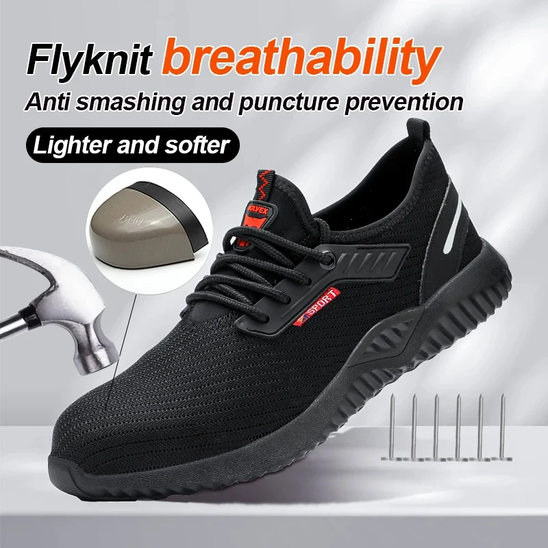 Safety Shoes MEN'S Headgear Steel Anti-crushing Work Tennis Light Polishing Test Indestructible
