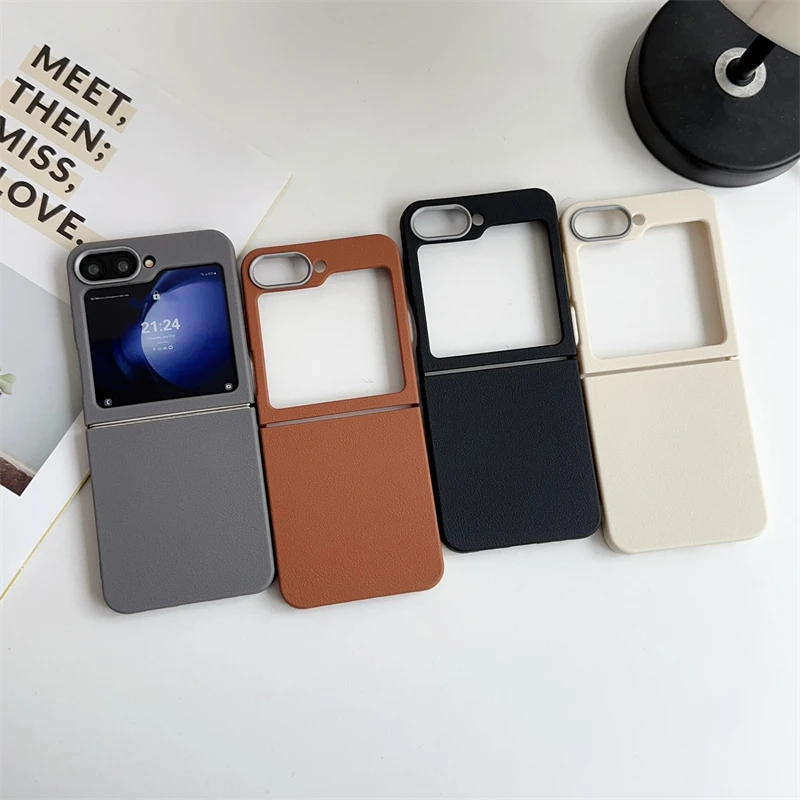 Luxury Leather Texture Soft Back Cover for Samsung Galaxy Z Flip Series - Unisex Design
