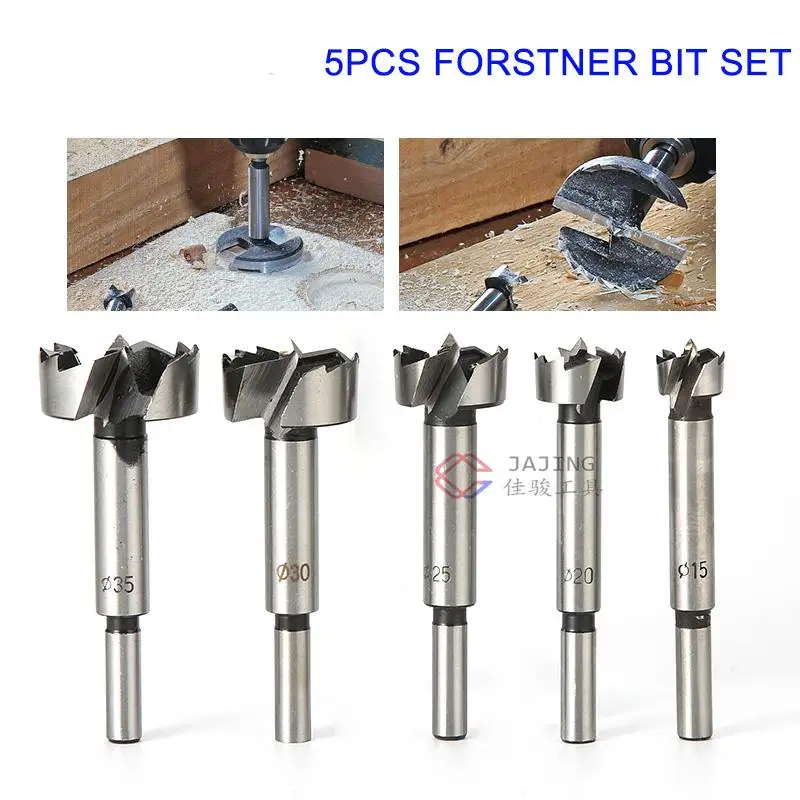 5pcs set 15-35mm Multi-tooth Forstner Woodworking tools Hole Saw Hinge Boring drill bits Round Shank High Carbon Steel Cutter woodworking flat wing drill round shank hinge drill bit set 15 20 25 30 35mm electric drill reaming woodworking hole opener
