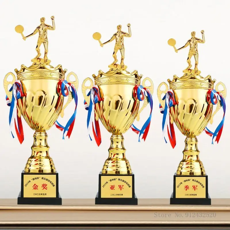 

Creative Customized Metal Badminton Trophy, Tennis Volleyball, Table Tennis, School Games, Competition Gifts Home Decoration 1Pc