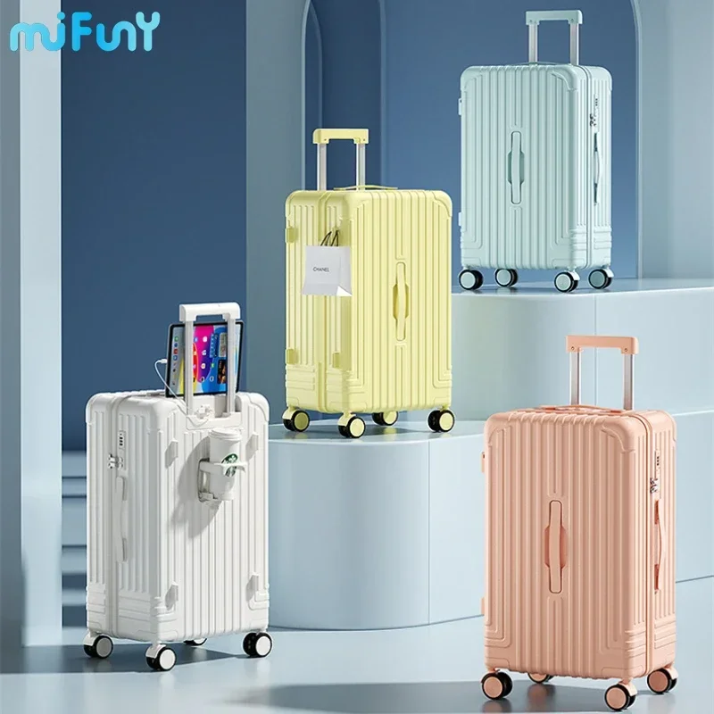 Mifuny Korean Style Luggage ABS Trolley Case Large Capacity Travel Case Business Boarding Case USB Suitcase Neutral Password Box