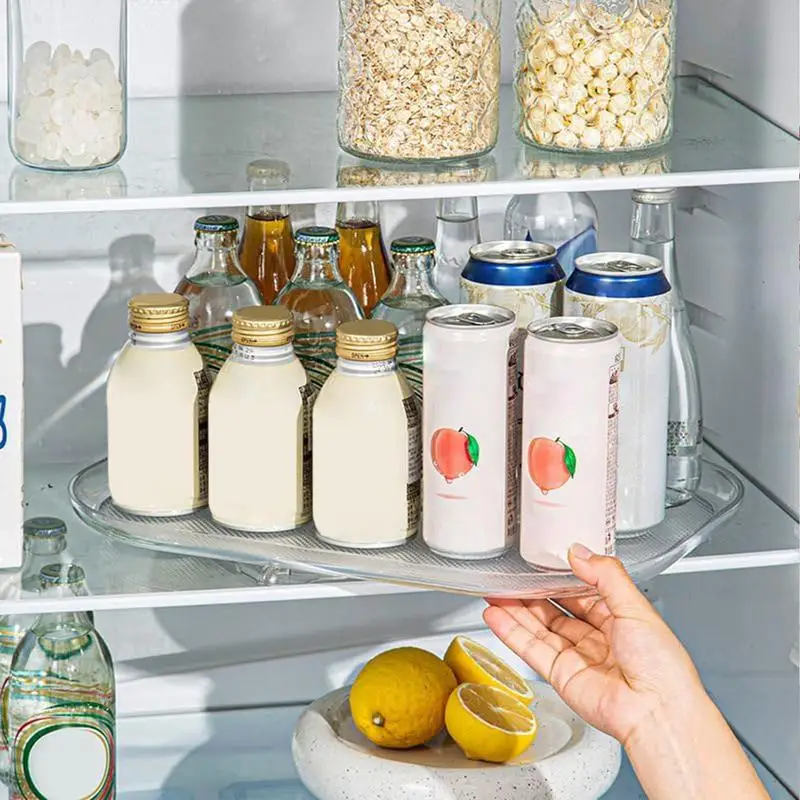 360° Rotatable Storage Tray Kitchen Refrigerator Turntable Rack Fridge Fruit Vegetables Storage Container Turntable Organizer 3