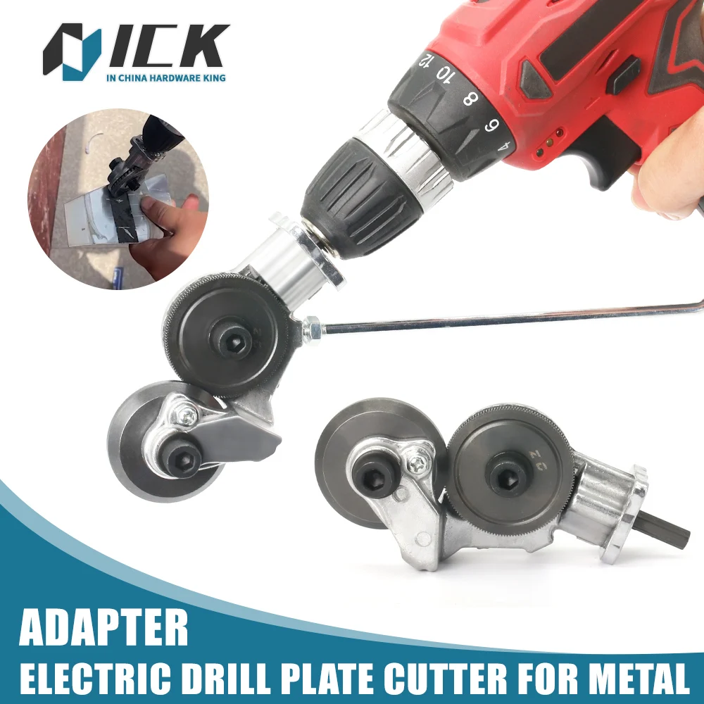 Electric Drill Plate Cutter Metal Sheet Adapter Tools Attachment Punch Tool Sharp Scissor Kit Cutting Steel Alloy Plastic ICK