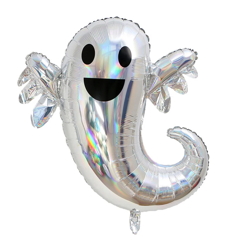 

Silver Laser Halloween Ghost Foil Balloons Inflatable Ballons Halloween Decorations Kids Toys Globos Halloween Party Supplies