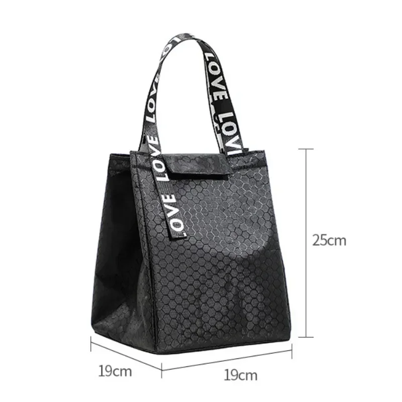 Portable Lunch Box Thermal Bag Large Capacity Picnic Work Food Insulated Cooler Tote Bento Storage Bag for Women Square Handbags