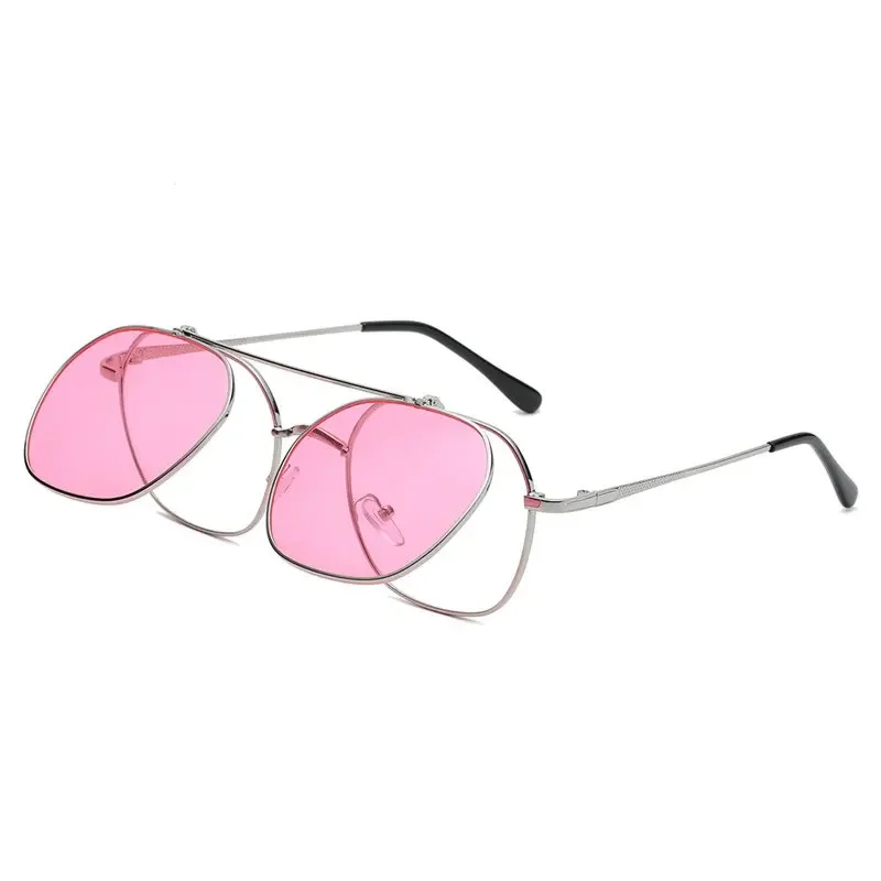 Vintage Flip Up Punk Round Sunglasses Women's Luxury Funny Driver Sun Glasses Shades for Women UV400 2024 Retro Eyewear SG048 5