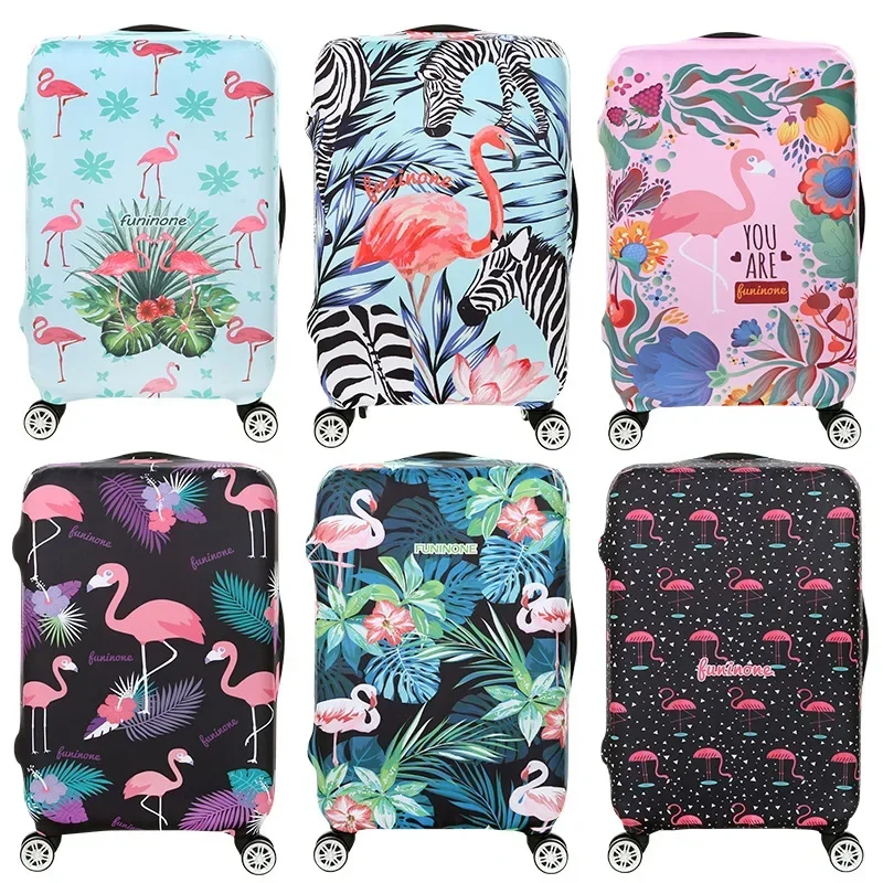 

Travel Accessories Luggage Cover Suitcase Protection Set Baggage Dust Cover Trunk Set Trolley Case Elasticity Flamingo Pattern