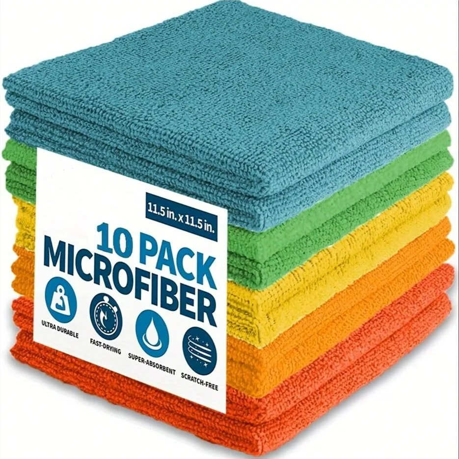 5pcs/10pcs Microfiber Cleaning Cloths Colorful Multicolor Rag Set for Kitchen Bathroom Household Cleaning Tools Supplies