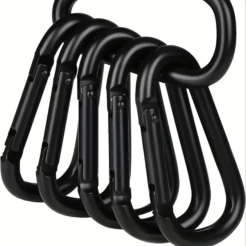 Hiking Buckles 6Pcs Black Type D Hook Outdoor Hiking Buckle Durable