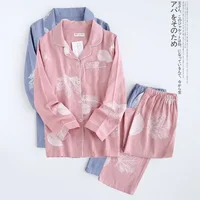 2026 kimono femme maple leaf pajama sets women 100% gauze cotton long sleeve casual sleepwear women pyjamas autumn hot sale