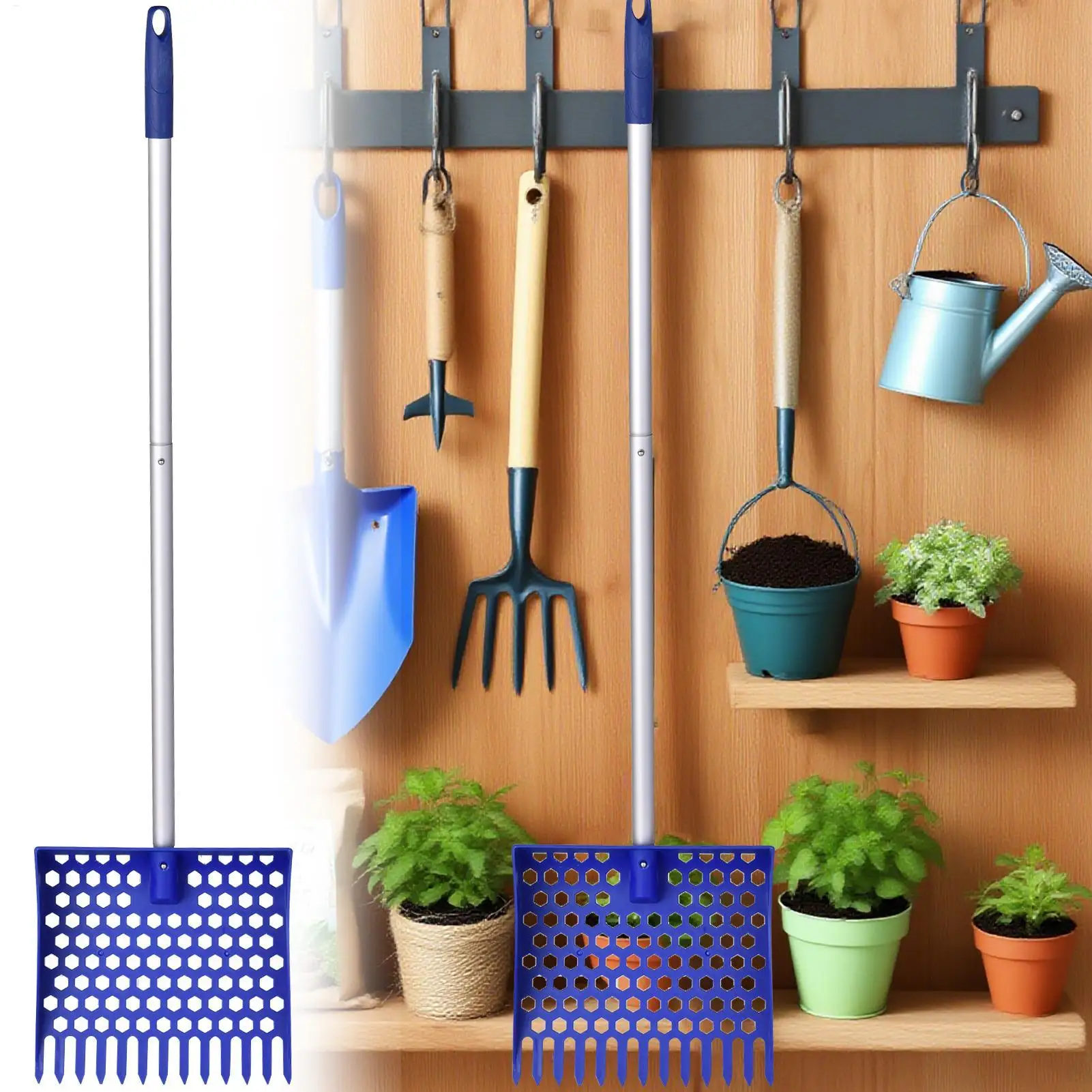 2 in 1 chicken manure shovel rake with detachable handle Chicken Poop Scooper for chicken coop and pet manure cleaning