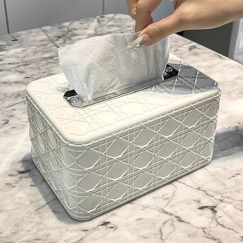 Rattan Pattern Tissue Box Living Room Desktop Tissue Car Toilet tissue box tissue dispenser napkin holder