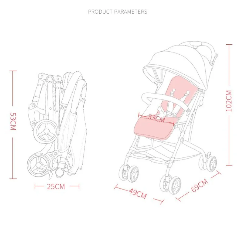 LazyChild Folding Portable Sit And Lie Children's Trolley Baby Stroller Reclining Seat Four Wheels Stroller baby stroller