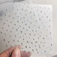 Simple Laser Bronzing Gold Silver Mini Star Rhinestone INS 5D Relief Self Adhesive Nail Art Decoration Sticker 3D Manicure Decal 2
