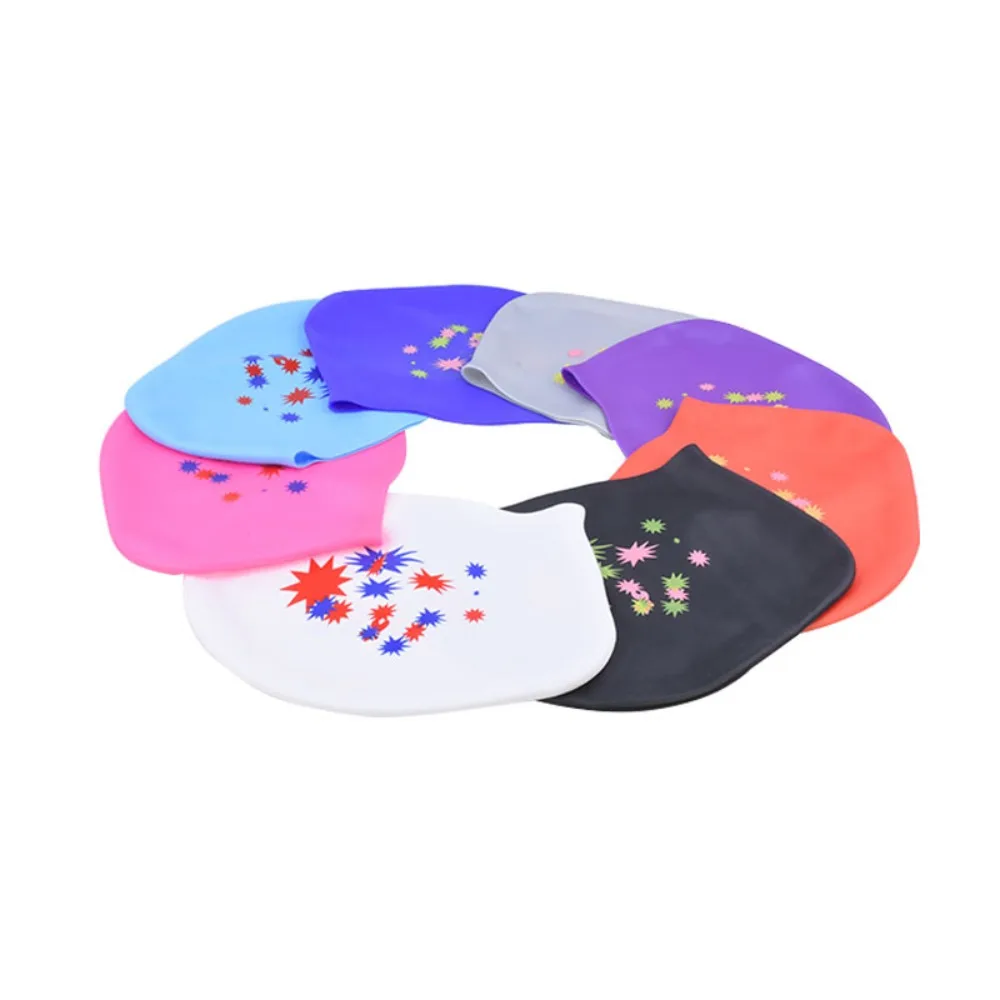 Large Size Long Hair Swimming Cap New Star Pattern Silica Gel Silicone Swimming Cap Elastic Waterproof Swim Gear Lady 4